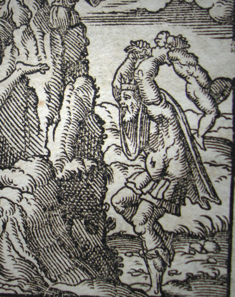 more rotat fundae rigidoque infantia saxo discutit ora ferox;